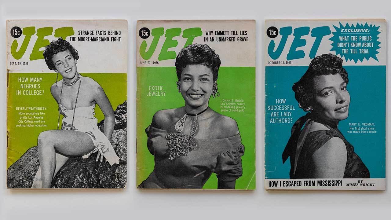 The covers of three Jet Magazines from the 1950s.