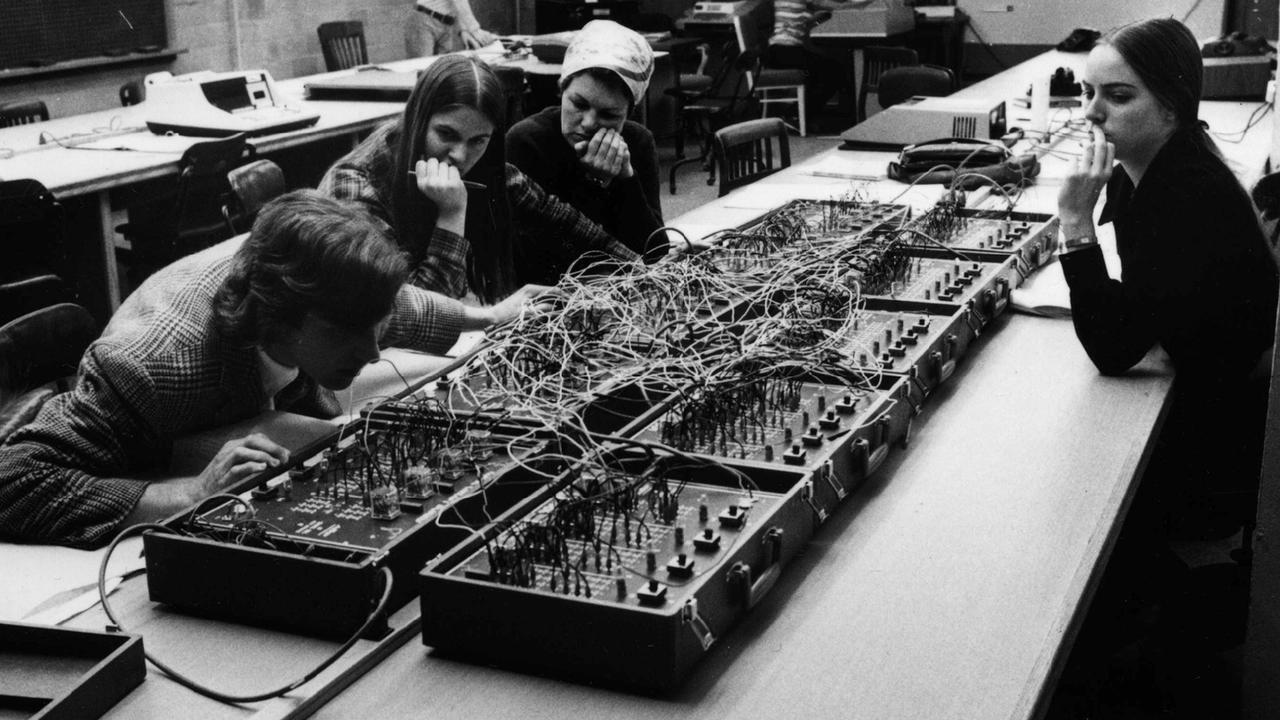 Students at work in a computer science class. May 3