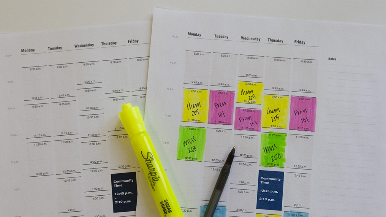 Two sample class schedules.
