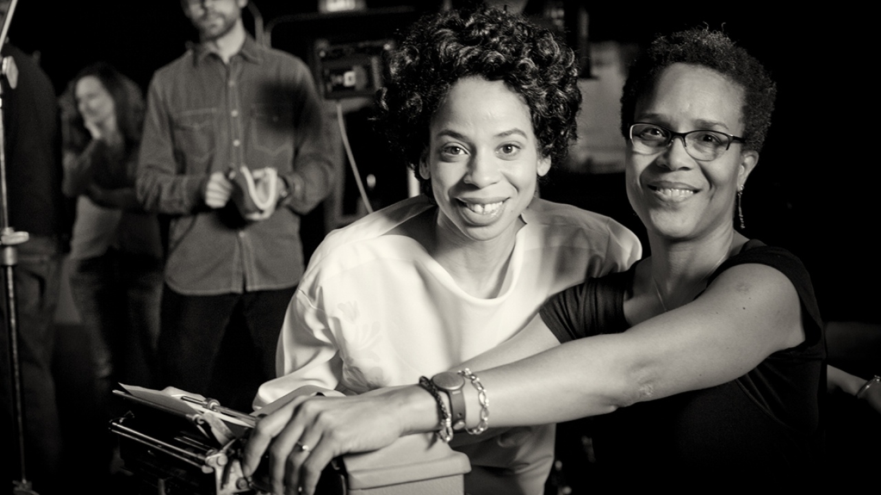 Tracy Heather Strain directs the actress playing Lorraine Hansberry in a reenactment scene.
