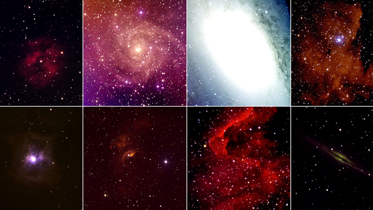 Various images of star clusters taken by students using a new campus microscope