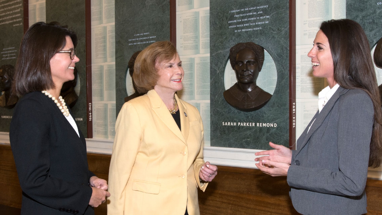 Members of the MA State Legislature: Carolyn Dykema ’89, Harriette Chandler ’59, and Diana DiZoglio ’11