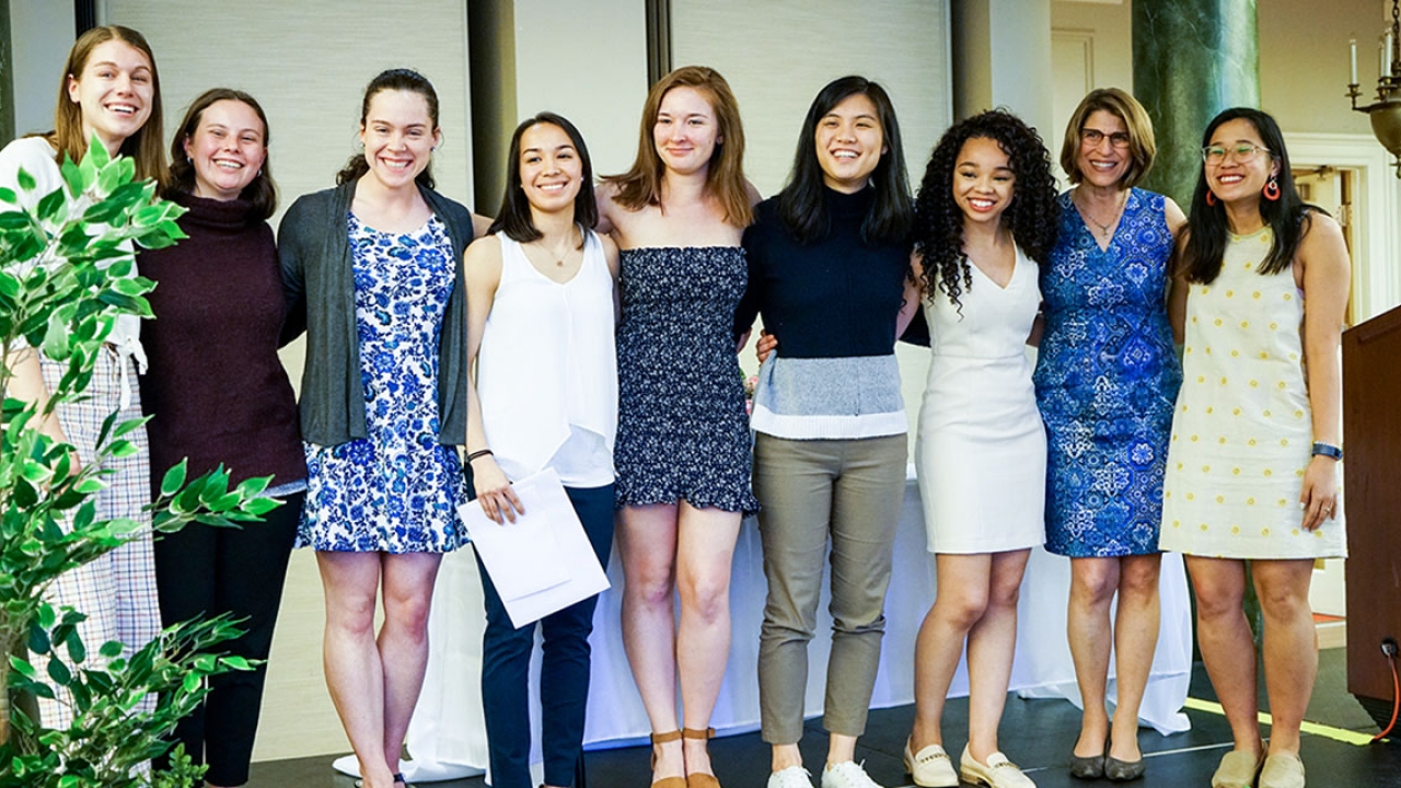 A group of students pose for a photo at the Camellia Leadership Awards.