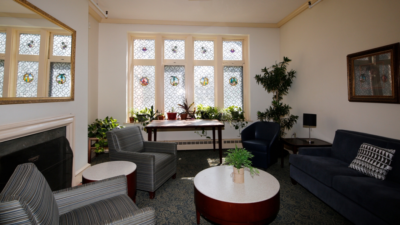 A view of the newly rennovated living room in Pomeroy Hall.