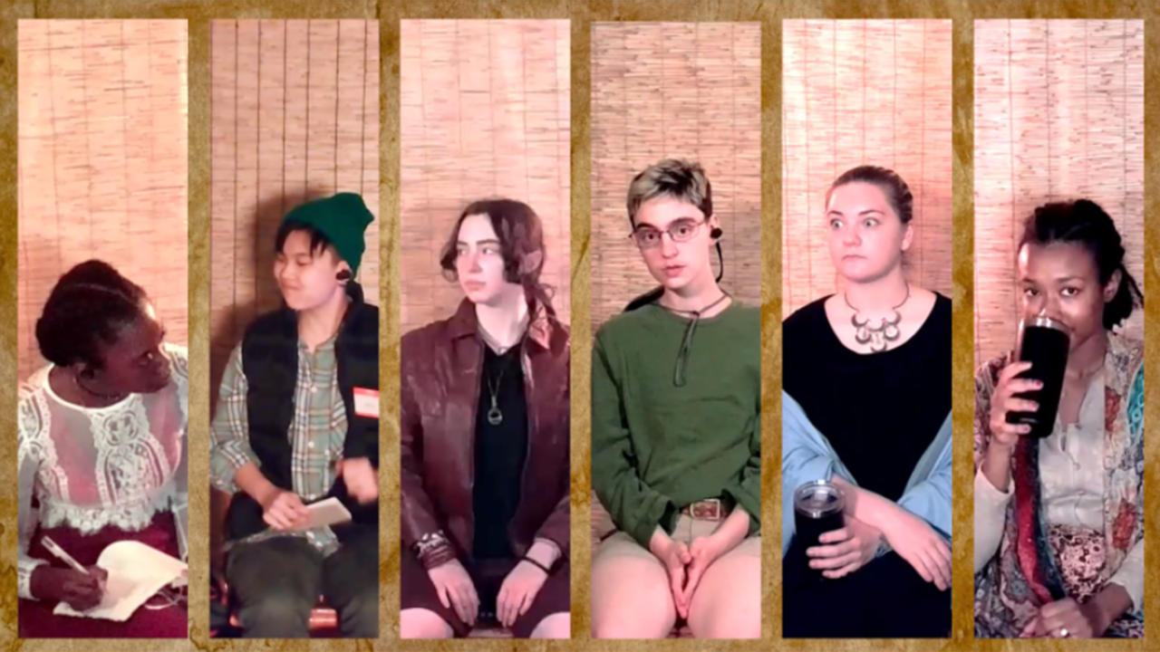 panel collage of six students